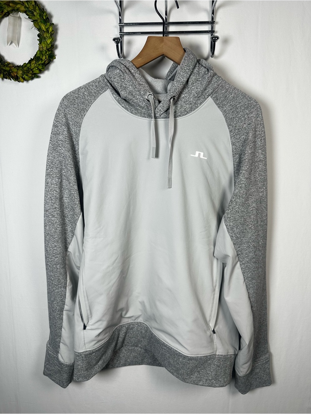J. LINDEBERG Kent Golf Hoodie Light Grey Melange Size Large Men's
